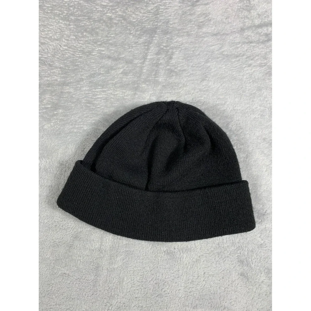 Diesel Denim Division Knit Beanie Hat Mens Black Made in Italy Cuffed One